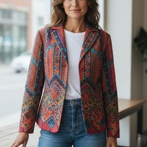 EUC Coldwater Creek Size P6 Colorful Long Sleeved Southwestern Pattern Jacket!